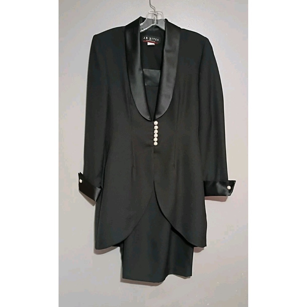 Vintage J R Nites by Caliendo Cocktail Dress Two Piece Tuxedo Style Size 5/6